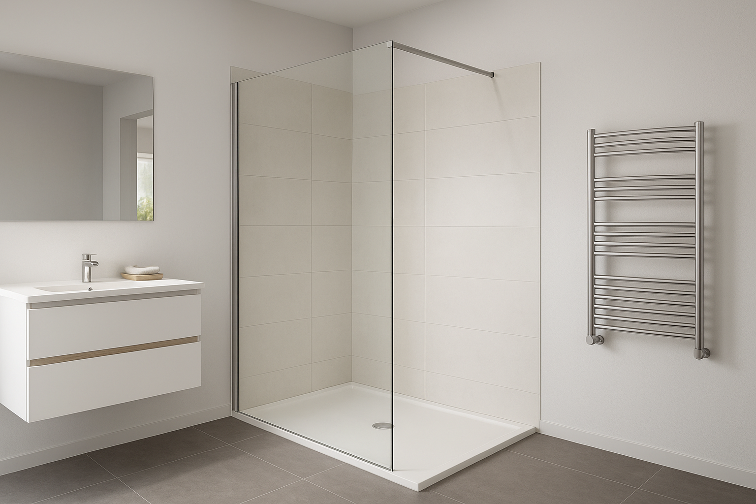 Paravan dus walk-in, sticla 8 mm clara securizata